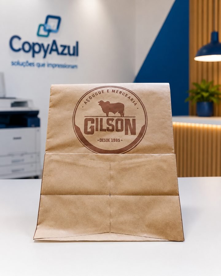 Sacola kraft personalizada, com identidade impressa em papel kraft